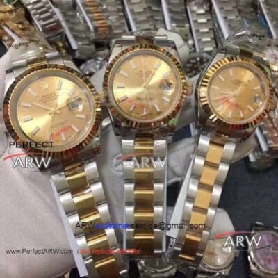 Perfect Replica Rolex Datejust 2-Tone Oyster Watches 41mm 36mm or 31mm
